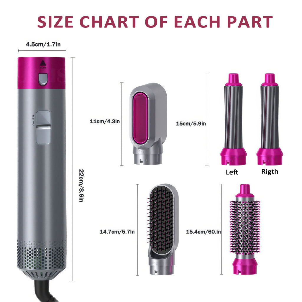 WANDOBAO Hair Dryer Brush Set,5 in 1 Hot Air Brush,Negative Ionic Hair Styling Tools,Gray