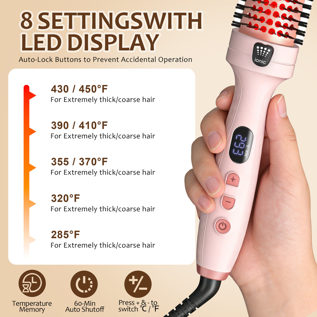 OAKSKY Infrared Thermal Brush, Curling Iron Heated Round Brush,Negative Ions for Smooth, Shiny Hair with Less Damage