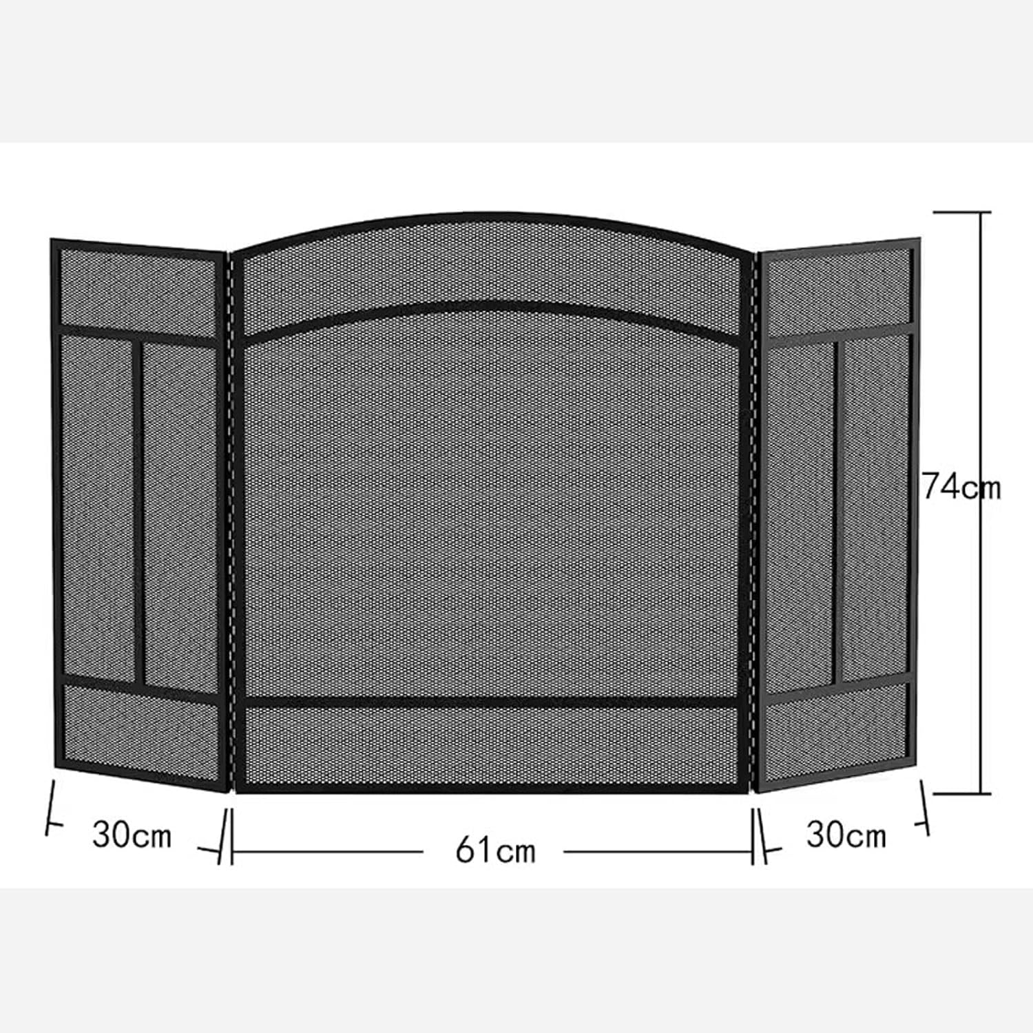 VANECL 3-Panel Foldable Forged Iron Fireplace Screen, Black Metal Spark Guard Mesh Fire Screen for Home Living Room Decor & Flame Protection