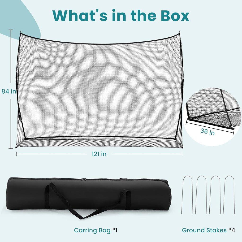 VANECL 10×7FT Golf Practice Hitting Net with Fiberglass Frame, Portable Indoor Outdoor Backyard Garage Golf Training Net