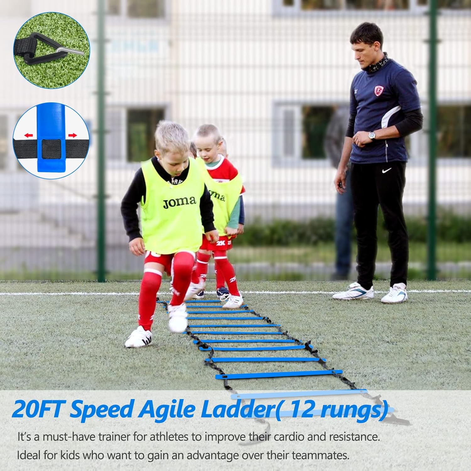 VANECL Agility Ladder Speed Training Set, Adjustable Fitness Stair Ladder for Footwork, Coordination & Sports Training with Storage Bag