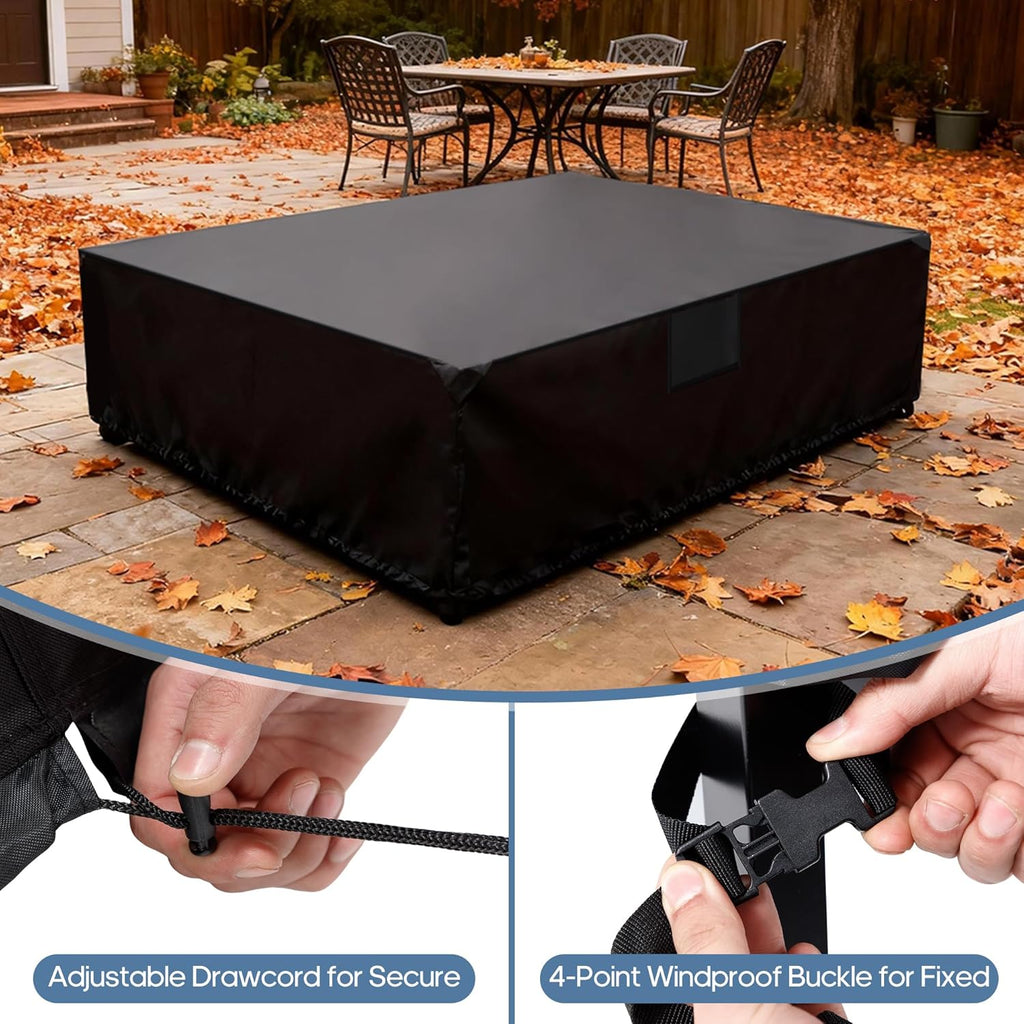 VANECL 600D Waterproof Rectangular Outdoor Dining Set Cover, Heavy Duty All Weather Patio Table & Chair Furniture Cover for Rectangular/Oval Table Sets
