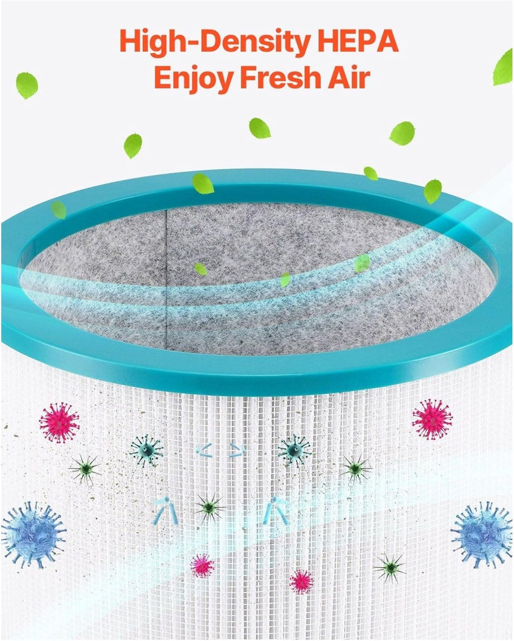 VANECL 41 Inch Bladeless Tower Fan with Built-In Air Filter, 80° Oscillation 8-Speed Cooling Fan with Remote, 8H Timer & LED Display for Bedroom