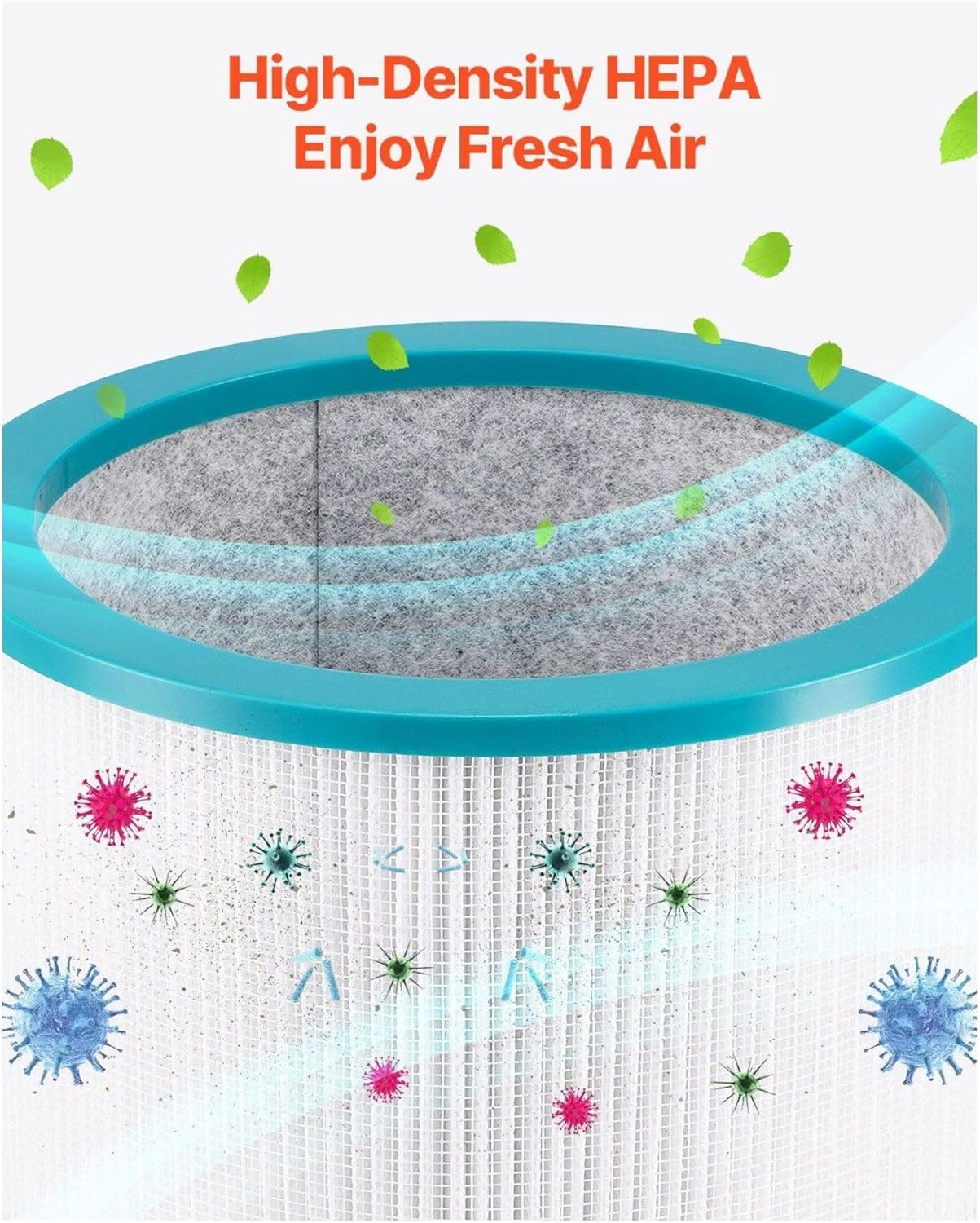 VANECL 41 Inch Bladeless Tower Fan with Built-In Air Filter, 80° Oscillation 8-Speed Cooling Fan with Remote, 8H Timer & LED Display for Bedroom