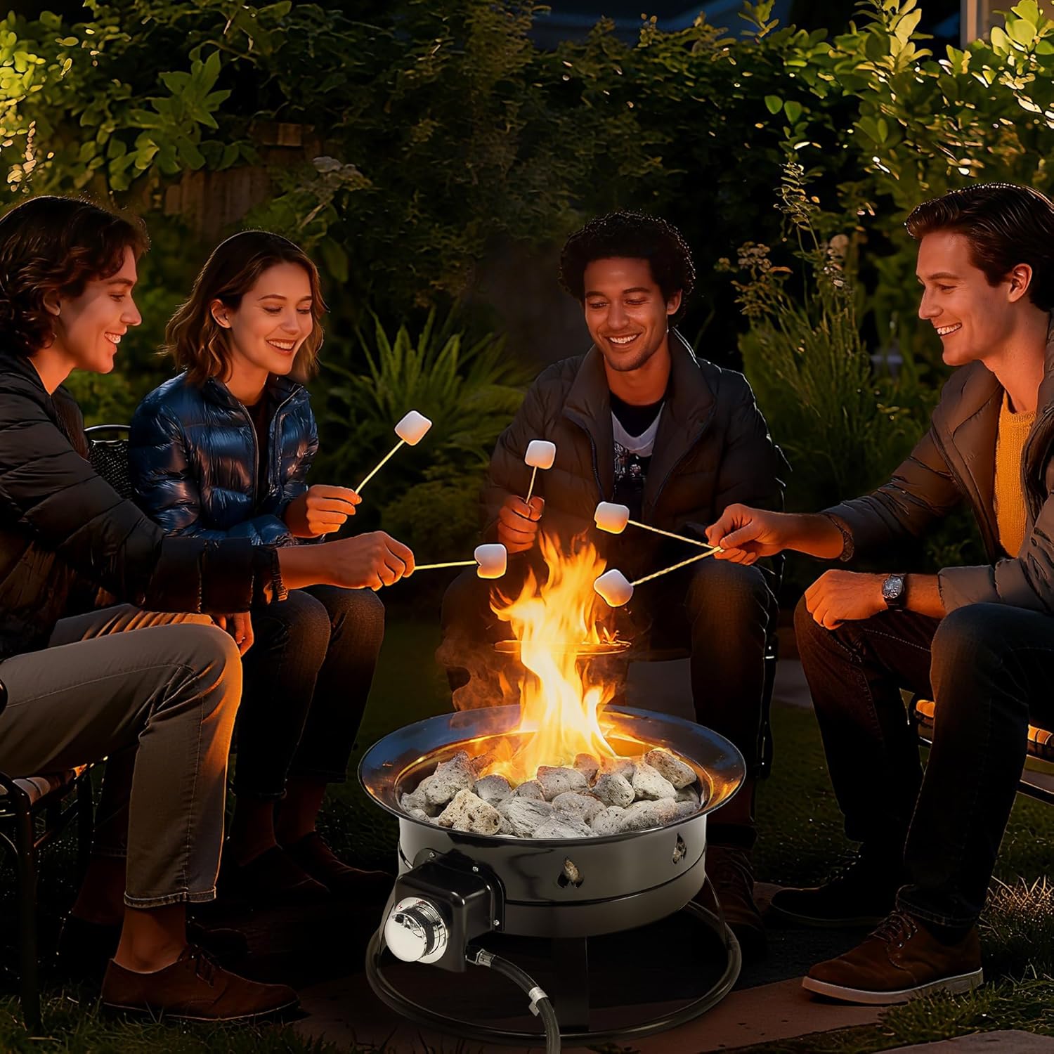 VANECL 58000 BTU Portable Propane Fire Pit, 19 Inch Smokeless Outdoor Gas Fire Bowl with Protective Cover & Carry Kit, CSA Certified