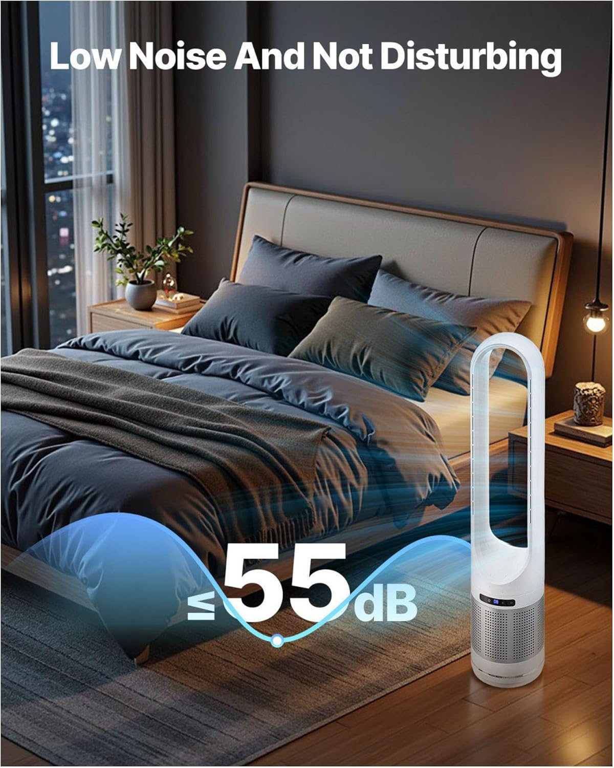 VANECL 41 Inch Bladeless Tower Fan with Built-In Air Filter, 80° Oscillation 8-Speed Cooling Fan with Remote, 8H Timer & LED Display for Bedroom