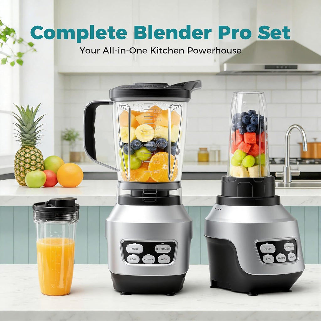 VANECL 1.5L Countertop Blender 1200W, Multi-function Ice Crush Smoothie Maker with Portable Travel Cup for Milkshake Soup Making