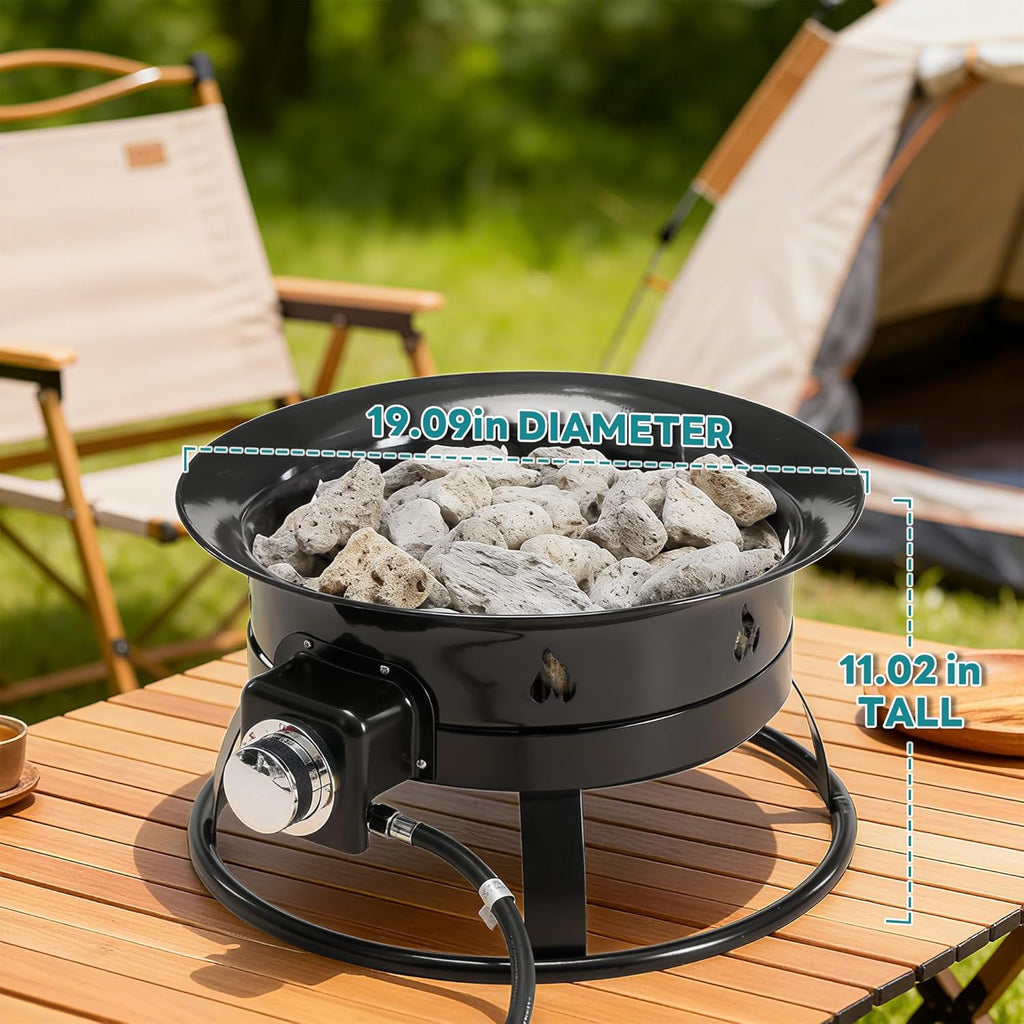 VANECL 58000 BTU Portable Propane Fire Pit, 19 Inch Smokeless Outdoor Gas Fire Bowl with Protective Cover & Carry Kit, CSA Certified