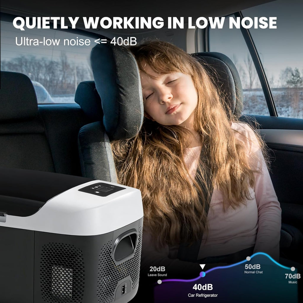VANECL 17QT Portable Single-Zone Car Refrigerator, -4℉~68℉ Car Freezer Cooler with Bluetooth Control, 12/24V DC & 100-240V AC Dual Power