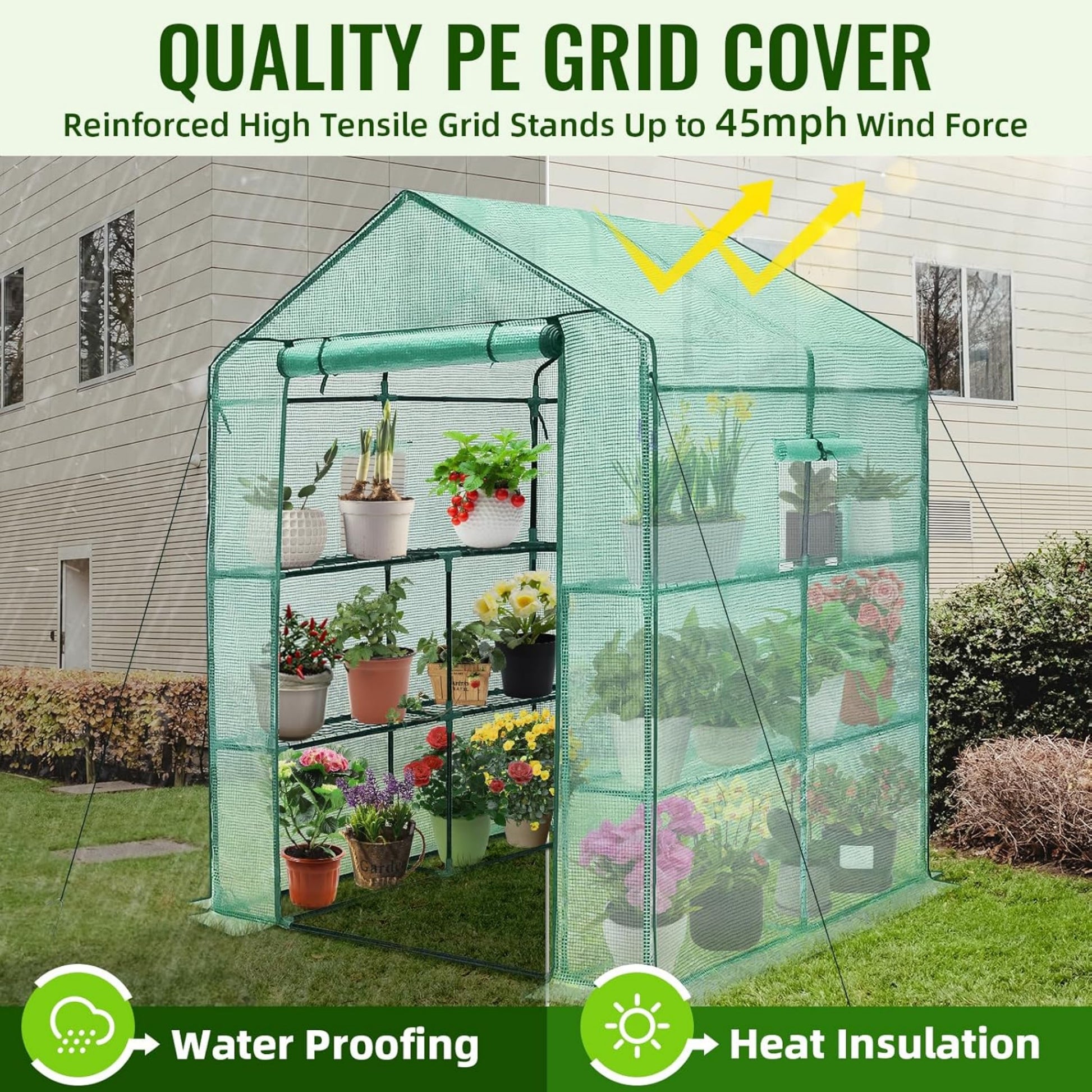 VANECL Portable Mini Tunnel Greenhouse with PE Cover, Indoor Outdoor Compact Plant Growing Greenhouse for Backyard Seedling Cultivation