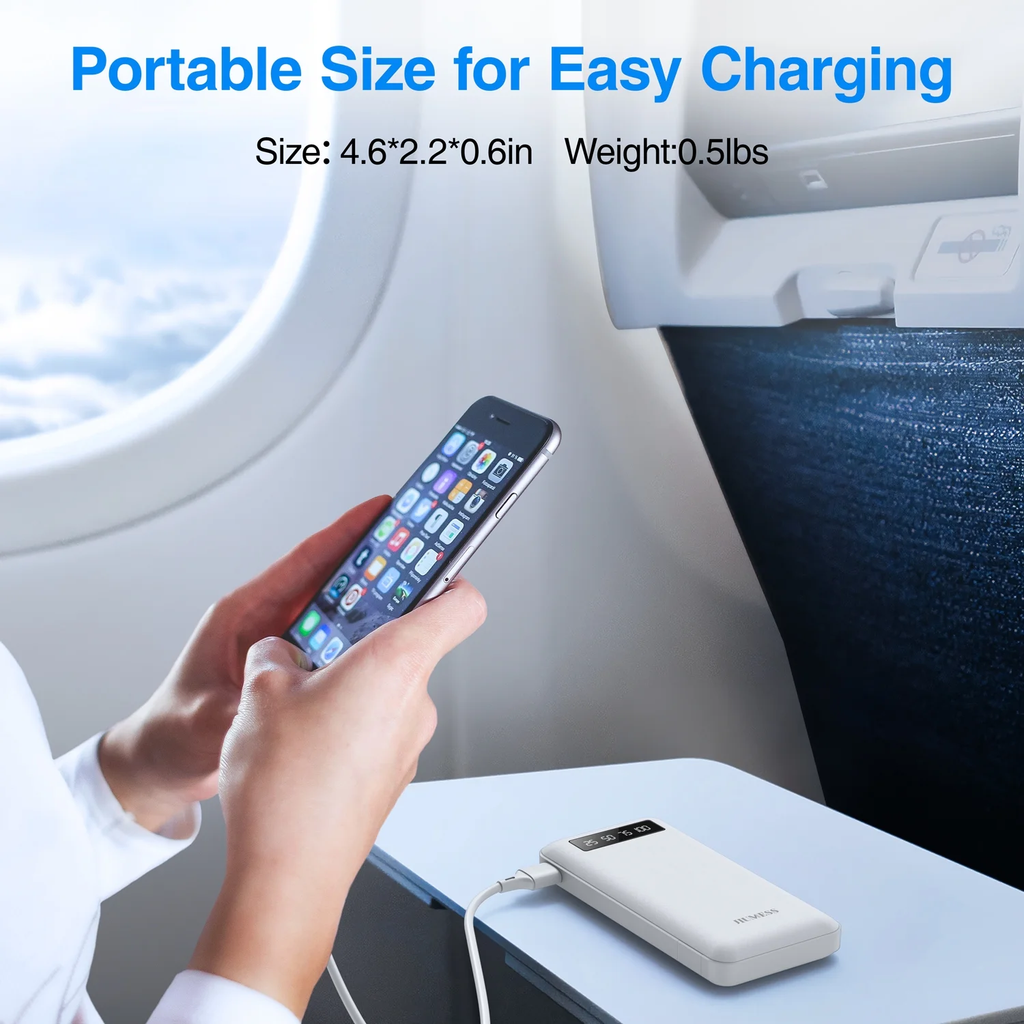 JIUMESS 20000mAh Power Bank Portable Charger with Cables, USB Battery Pack for iPhone & Android Cell Phone