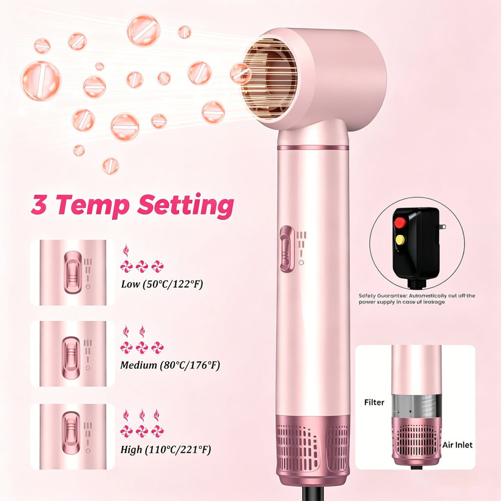 OAKSKY Hair Dryer Brush,5 in 1 Negative Ionic Hot Air Brush Styler and Dryer,Blow Dryer Brush Hair Styling Tool for Fast Volumizing and Smoothing,Pink
