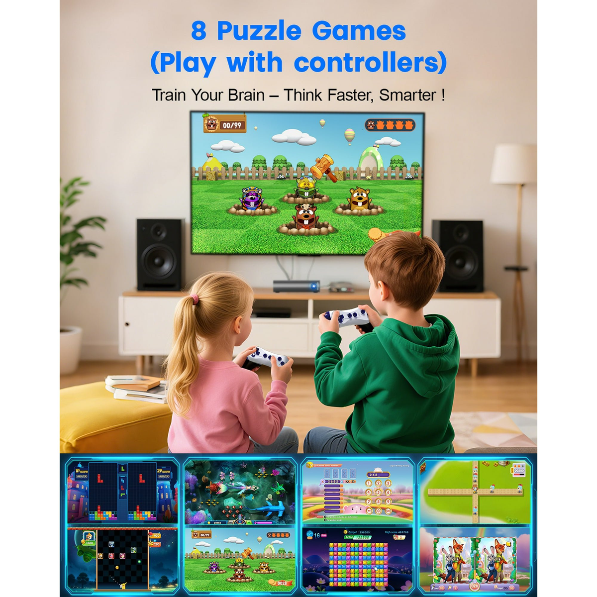 JIUMESS Motion Video Game Console for TV, Plug & Play System for Kids & Families Gifts