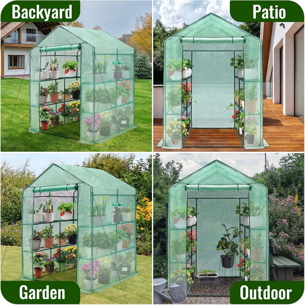 VANECL Portable Mini Tunnel Greenhouse with PE Cover, Indoor Outdoor Compact Plant Growing Greenhouse for Backyard Seedling Cultivation