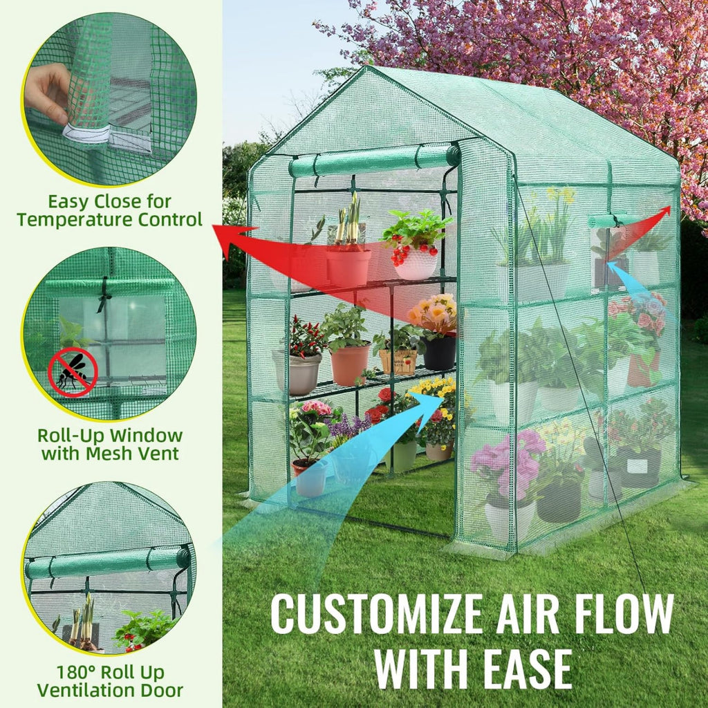 VANECL Portable Mini Tunnel Greenhouse with PE Cover, Indoor Outdoor Compact Plant Growing Greenhouse for Backyard Seedling Cultivation