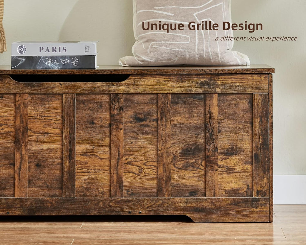 VANECL 47.2 Inch Large Storage Chest Ottoman Bench with 2 Gas Hinges & U-Shaped Handles, Heavy Duty Entryway Storage B0x Holds Up to 150 Lbs for Bedroom Hallway