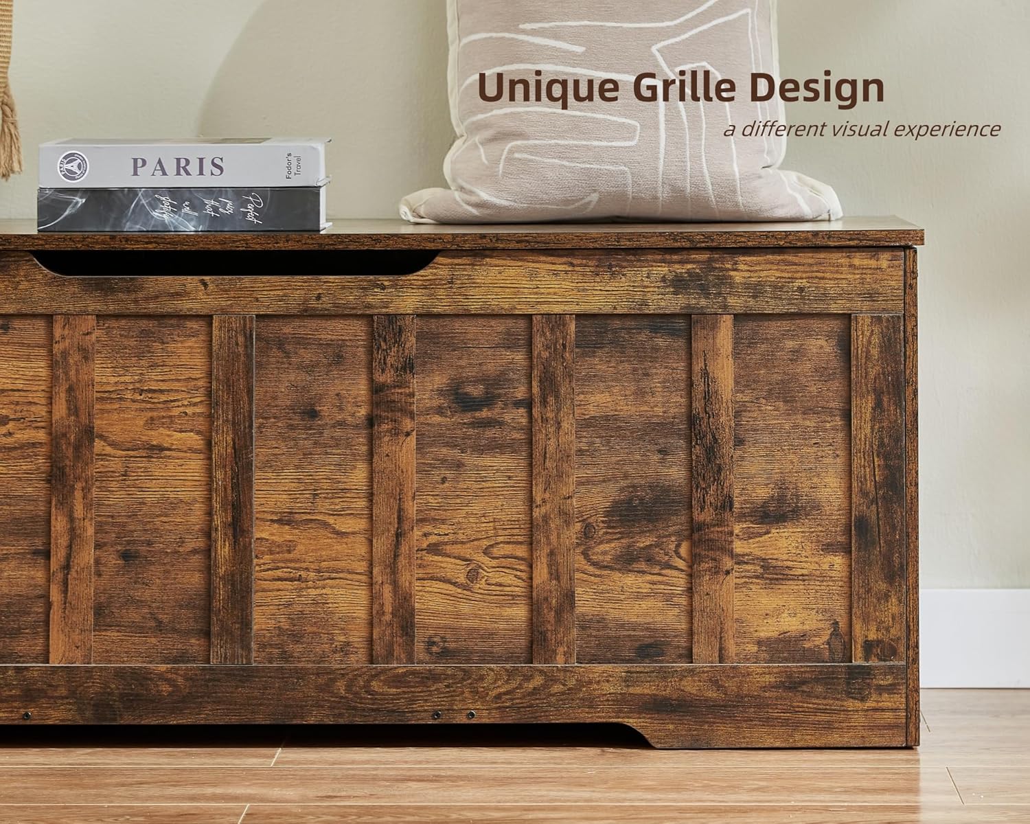 VANECL 47.2 Inch Large Storage Chest Ottoman Bench with 2 Gas Hinges & U-Shaped Handles, Heavy Duty Entryway Storage B0x Holds Up to 150 Lbs for Bedroom Hallway
