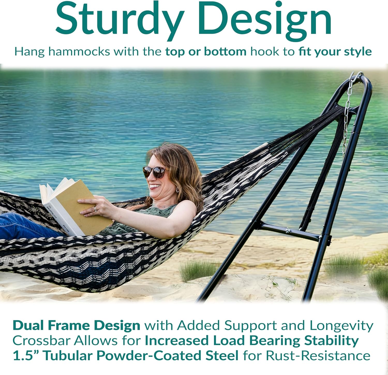 VANECL Heavy Duty Powder Coated Steel Hammock Stand, Detachable Portable Hammock Frame for Indoor Outdoor Garden Camping Beach