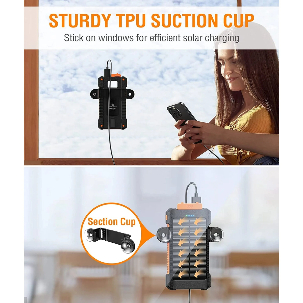 JIUMESS 26800mAh Solar Power Bank, USB Portable Solar Charger Compatible for iPhone, Android Phone