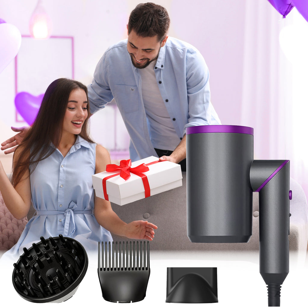OAKSKY Hair Dryer with Comb,1800W Professional Ionic Blow Dryer with Diffuser for Curly Hair,Foldable & Protable Design for Travel