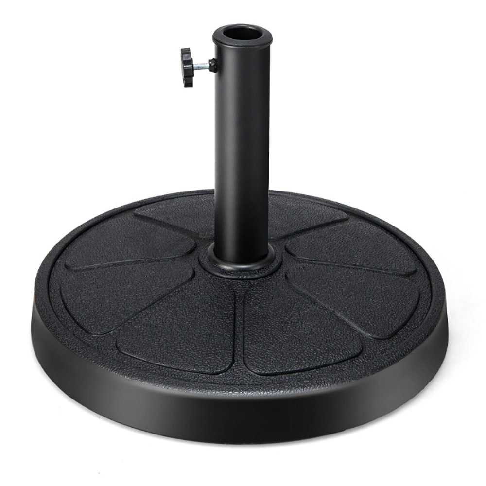 VANECL 31 LBS Heavy Duty Round Patio Umbrella Base, 18" Dia Black Resin Umbrella Stand with 2 Size Adapters & Lock Knob, Fits 1.5"/1.9" Pole for 9FT Outdoor Market Umbrella
