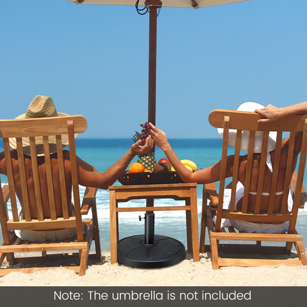 VANECL 31 LBS Heavy Duty Round Patio Umbrella Base, 18" Dia Black Resin Umbrella Stand with 2 Size Adapters & Lock Knob, Fits 1.5"/1.9" Pole for 9FT Outdoor Market Umbrella