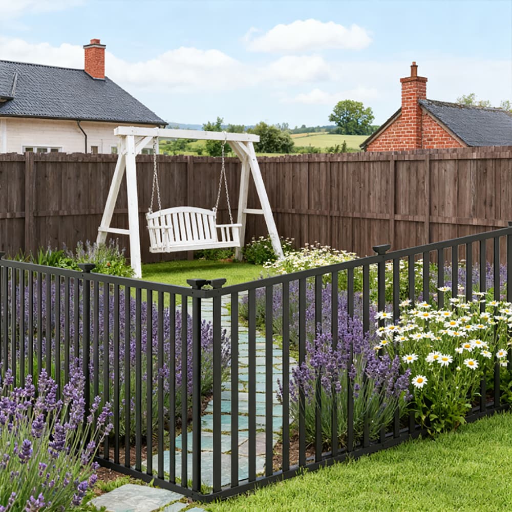 VANECL 2 Pack 80 x 51 Inch White Vinyl Picket Fence Panels, No-Dig PVC Garden B0rder Fencing with Ground Stakes, Flexible Connectable Landscape Barrier for Yard Patio Pool Pet Play Area