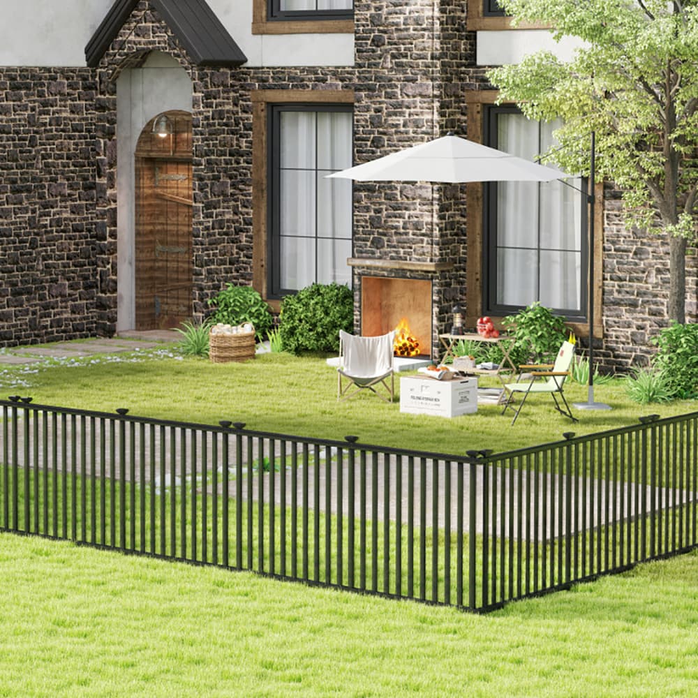 VANECL 2 Pack 80 x 51 Inch White Vinyl Picket Fence Panels, No-Dig PVC Garden B0rder Fencing with Ground Stakes, Flexible Connectable Landscape Barrier for Yard Patio Pool Pet Play Area