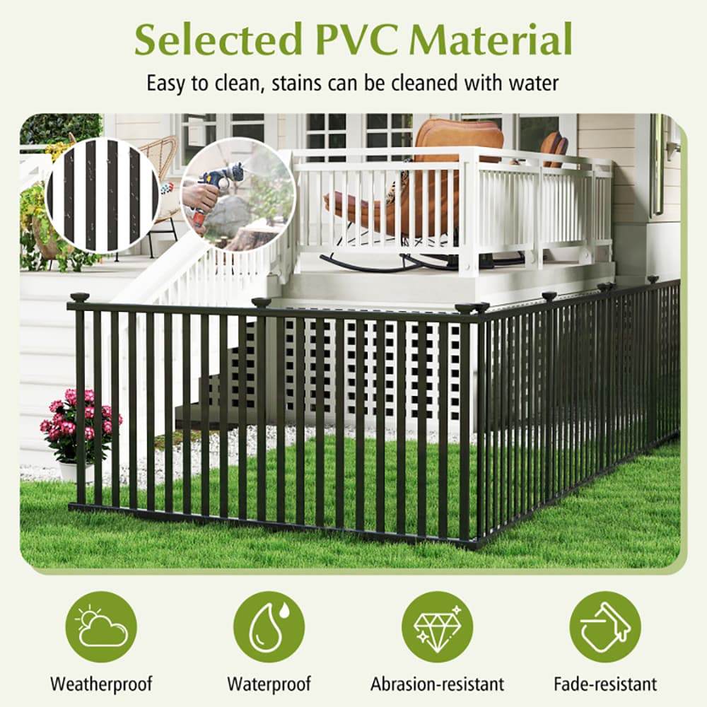 VANECL 2 Pack 80 x 51 Inch White Vinyl Picket Fence Panels, No-Dig PVC Garden B0rder Fencing with Ground Stakes, Flexible Connectable Landscape Barrier for Yard Patio Pool Pet Play Area