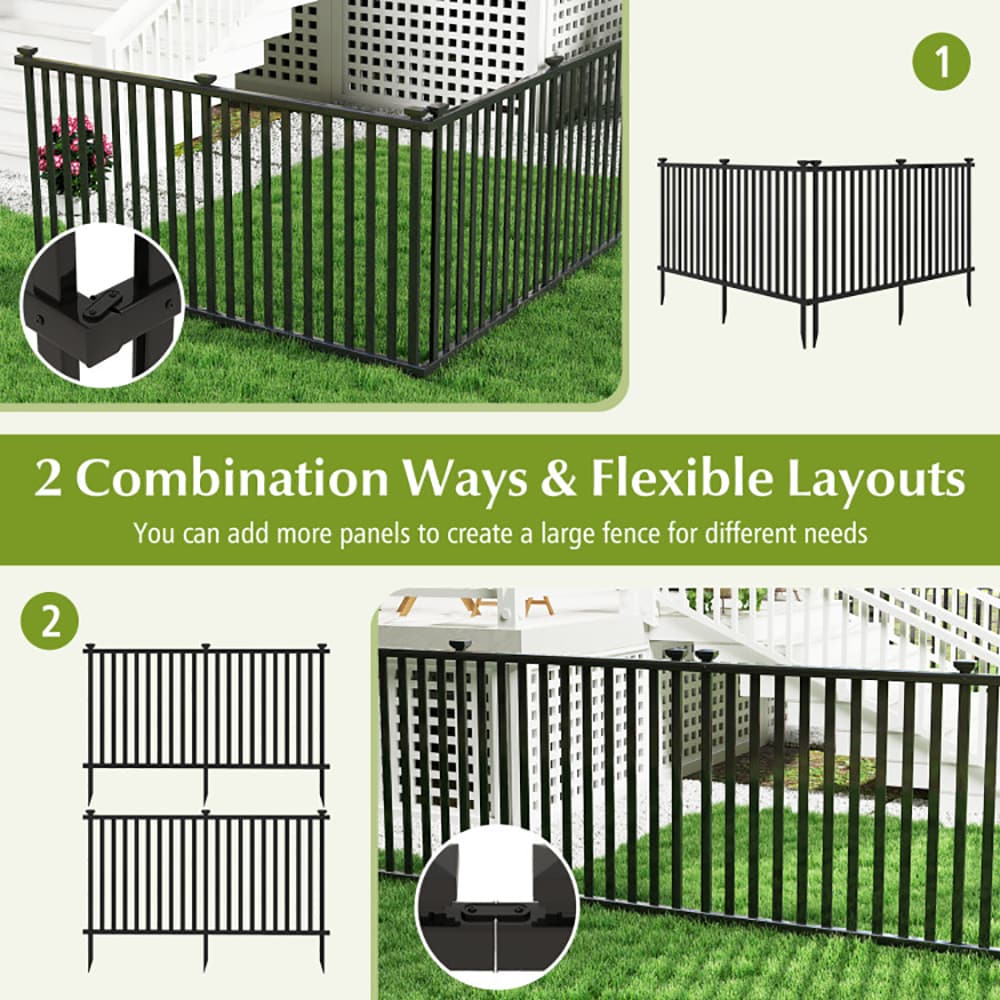 VANECL 2 Pack 80 x 51 Inch White Vinyl Picket Fence Panels, No-Dig PVC Garden B0rder Fencing with Ground Stakes, Flexible Connectable Landscape Barrier for Yard Patio Pool Pet Play Area