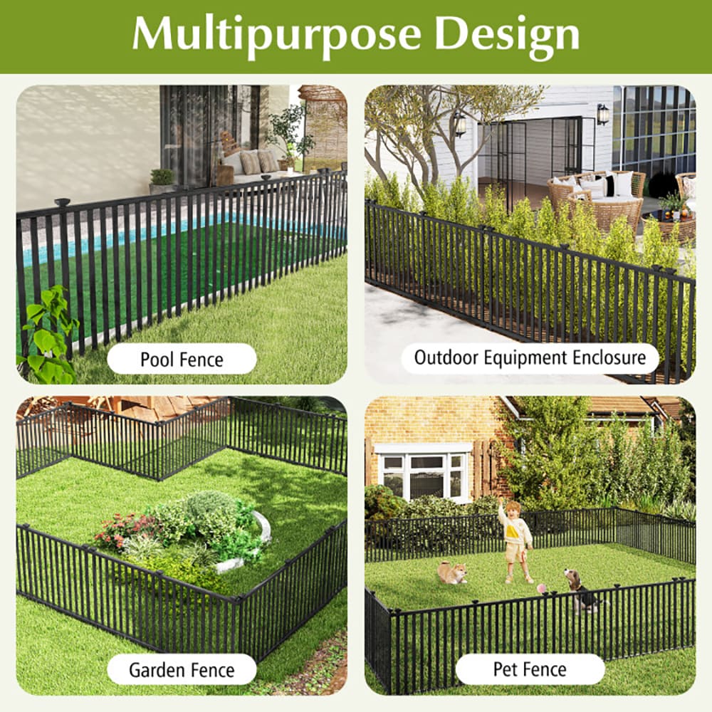 VANECL 2 Pack 80 x 51 Inch White Vinyl Picket Fence Panels, No-Dig PVC Garden B0rder Fencing with Ground Stakes, Flexible Connectable Landscape Barrier for Yard Patio Pool Pet Play Area