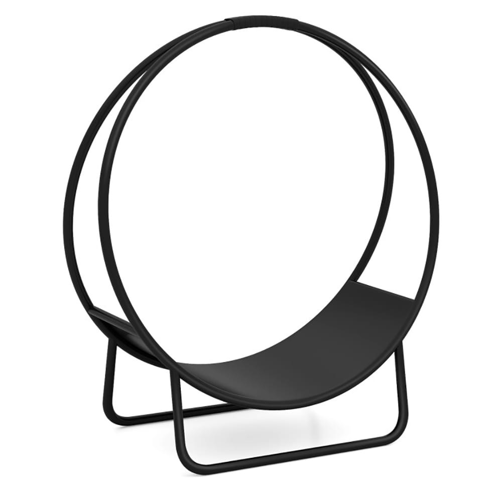 VANECL 20 Inch Round Firewood Log Hoop, Heavy Duty Powder Coated Metal Curved Firewood Rack with A-Shaped Support Stand, Pre-Assembled Indoor Outdoor Firewood Storage Holder for Fireplace Patio Garage