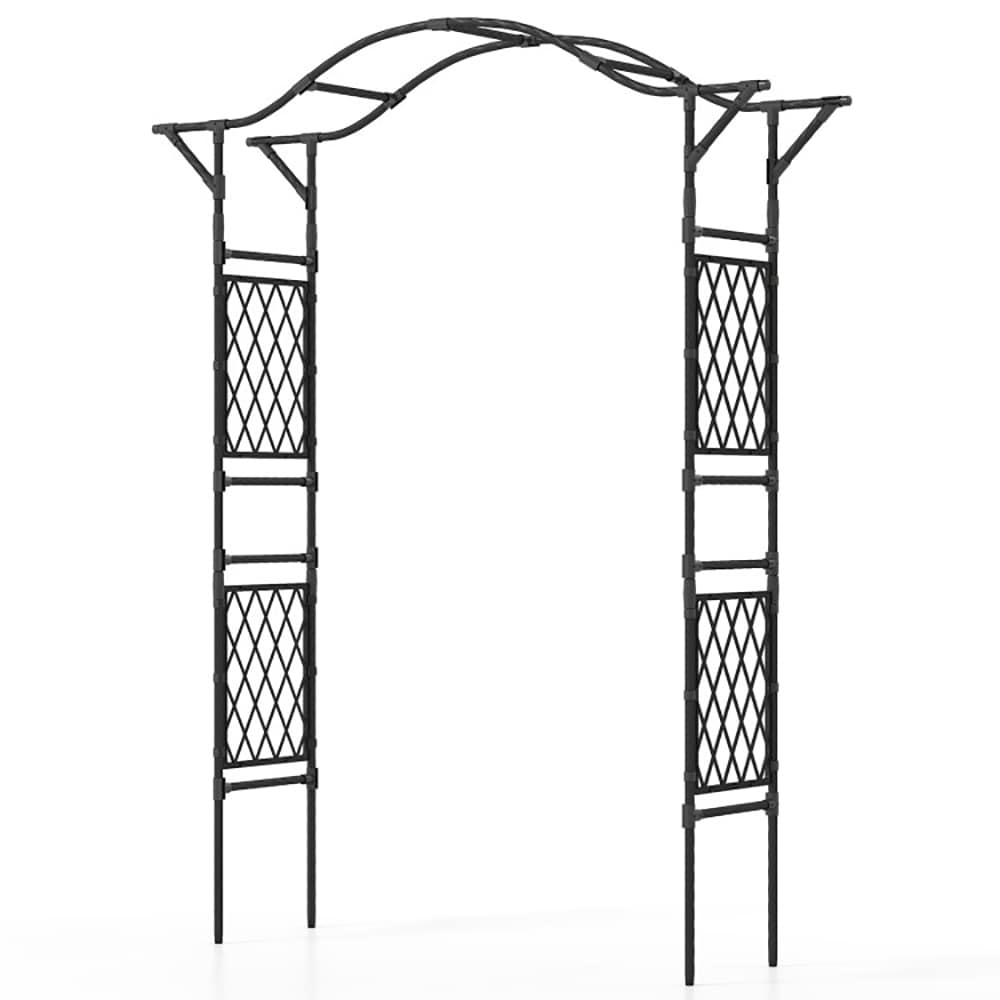 VANECL 67×83 Inch PE Coated Metal Garden Arch Trellis, Heavy Duty Curved Pergola ArB0r, Outdoor Plant Climbing Support Frame for Roses Vines Vegetables & Wedding Party Decor