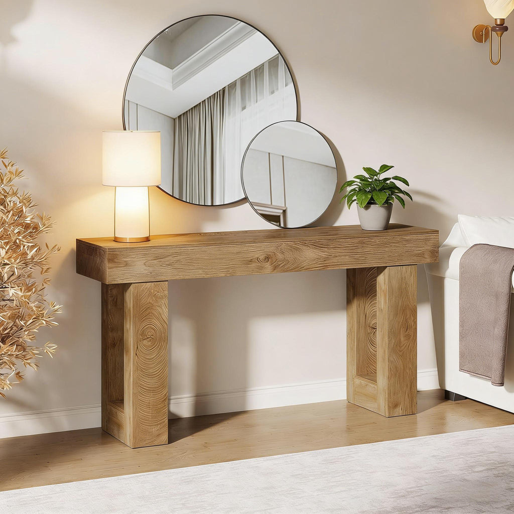 VANECL 63 Inch Wooden Console Table, Rustic Country Style Entryway Sofa Table with Sturdy Foot Pads, Engineered Wood Accent Foyer Table for Living Room Hallway Dining Room, Easy to Assemble