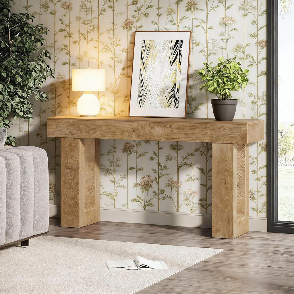 VANECL 63 Inch Wooden Console Table, Rustic Country Style Entryway Sofa Table with Sturdy Foot Pads, Engineered Wood Accent Foyer Table for Living Room Hallway Dining Room, Easy to Assemble