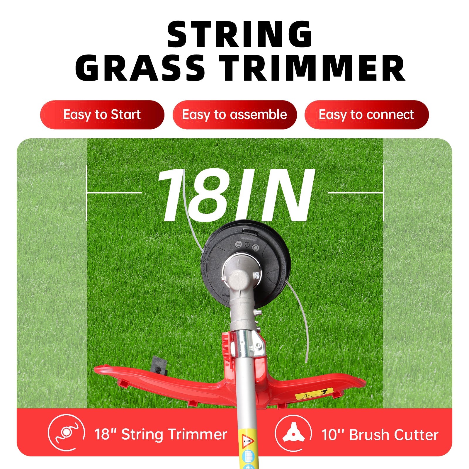 VANECL 58CC 2-Stroke Gas String Trimmer Pro Grade Brush Cutter, EPA Certified Heavy Duty Weed Eater, Orange Gas Powered Lawn Trimmer for Overgrowth Brush & Yard Clearing