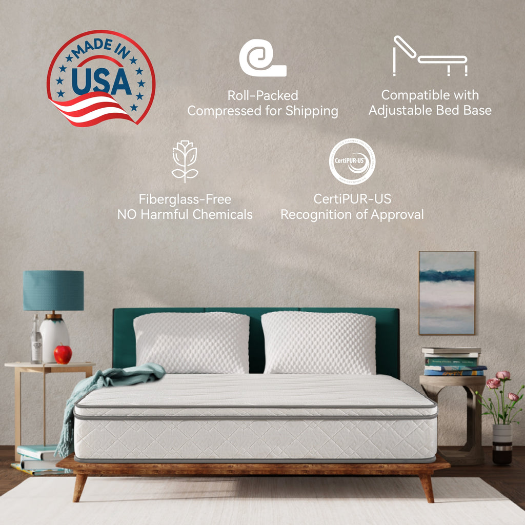 VANECL Full Size Hybrid Mattress, 10 Inch Gel Memory Foam & Individually Wrapped Pocket Coil Innerspring Mattress in a Box, Medium Firm Support, CertiPUR-US & OEKO-TEX Certified