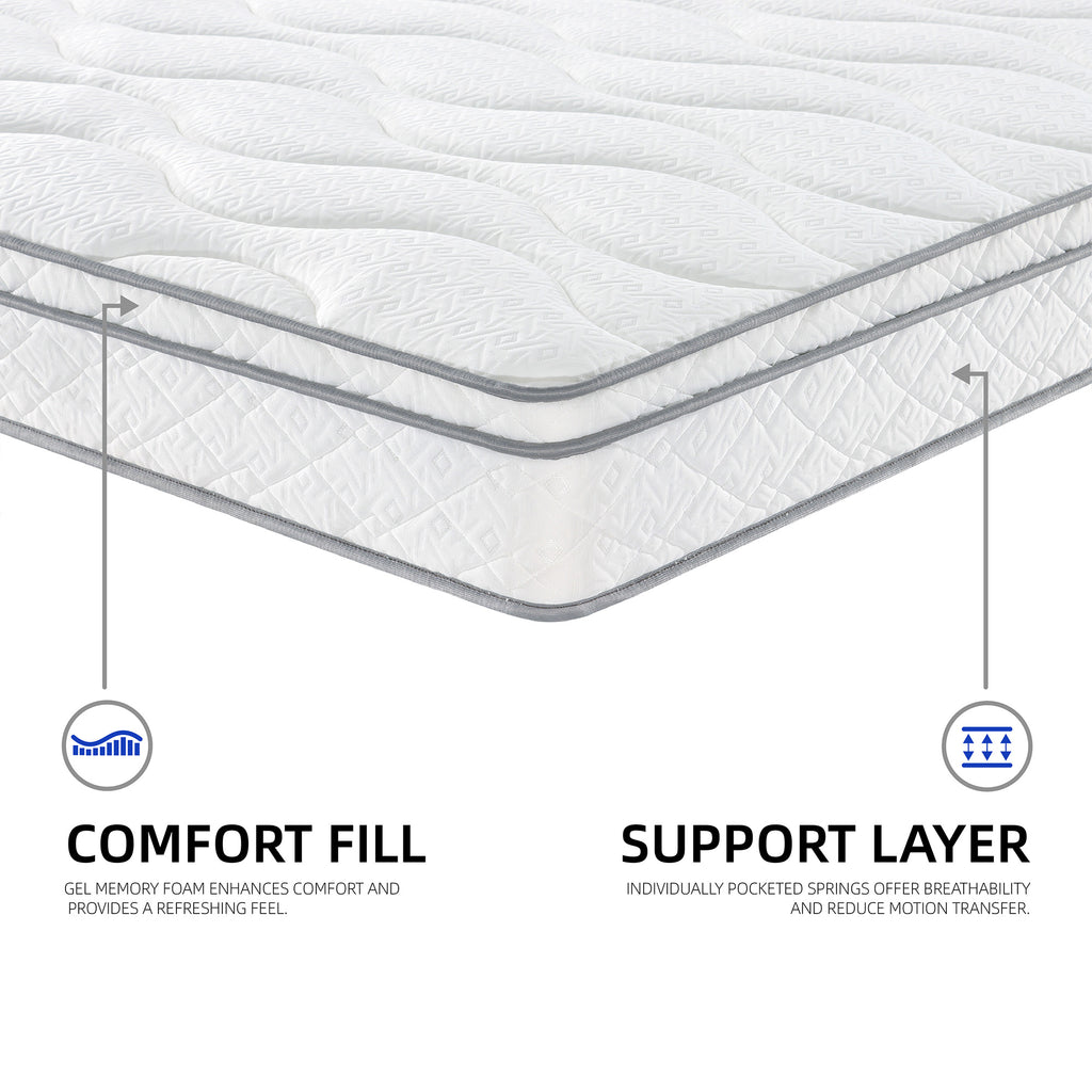 VANECL Full Size Hybrid Mattress, 10 Inch Gel Memory Foam & Individually Wrapped Pocket Coil Innerspring Mattress in a Box, Medium Firm Support, CertiPUR-US & OEKO-TEX Certified