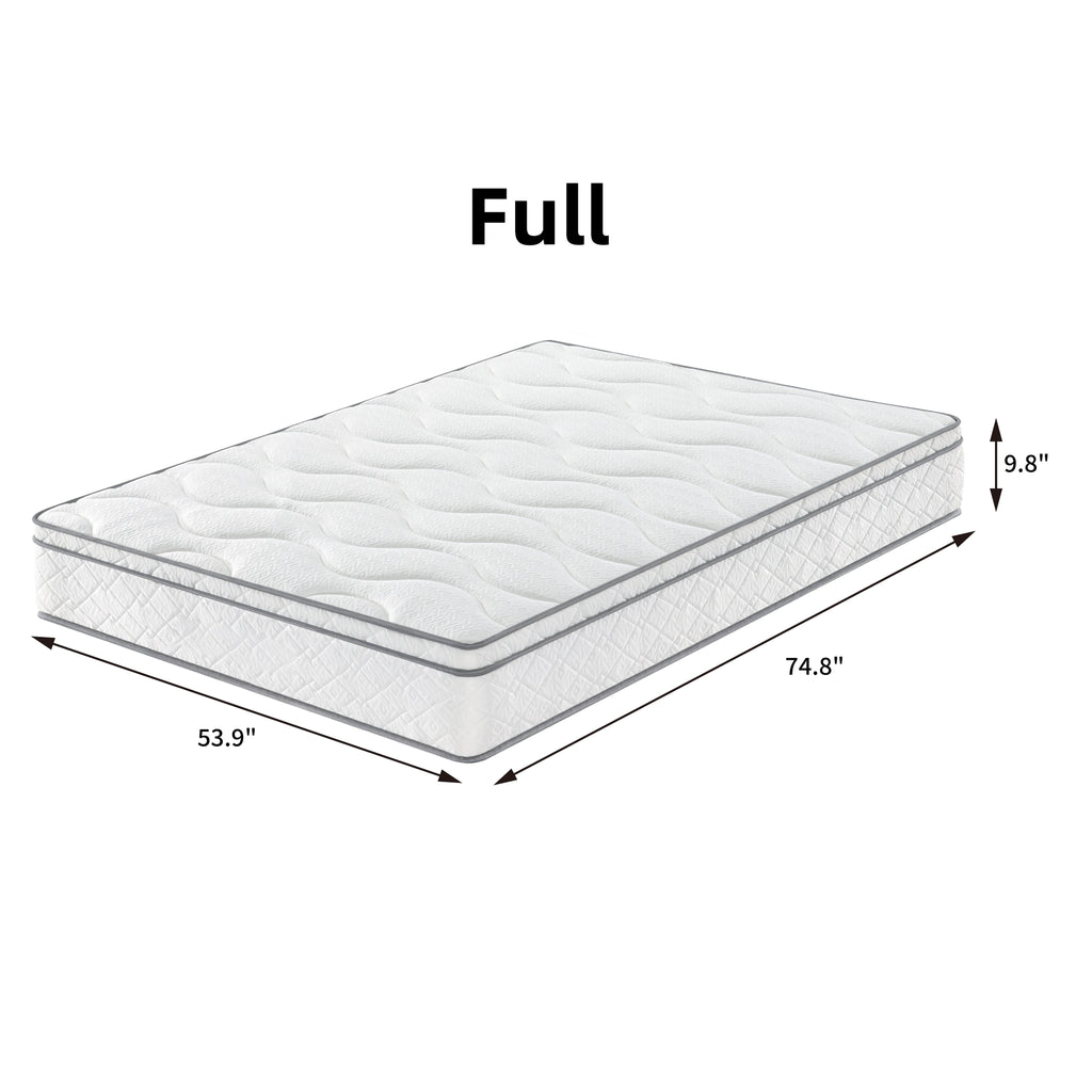 VANECL Full Size Hybrid Mattress, 10 Inch Gel Memory Foam & Individually Wrapped Pocket Coil Innerspring Mattress in a Box, Medium Firm Support, CertiPUR-US & OEKO-TEX Certified