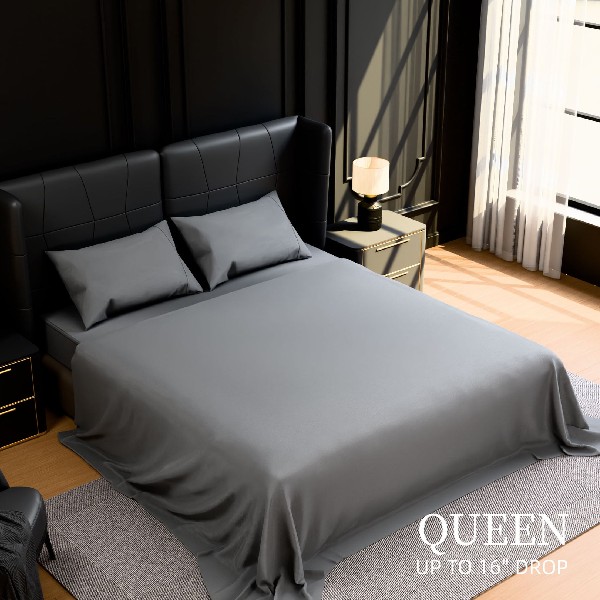 VANECL Queen Bed Sheets Set, 4 Piece Brushed Microfiber Bedding Set, 14 Inch Deep Pocket Fitted Sheet, Ultra Soft Shrinkage & Fade Resistant Wrinkle Free Bed Sheets, Easy Care All Season Bedding for Bedroom Dorm Guest Room, Grey