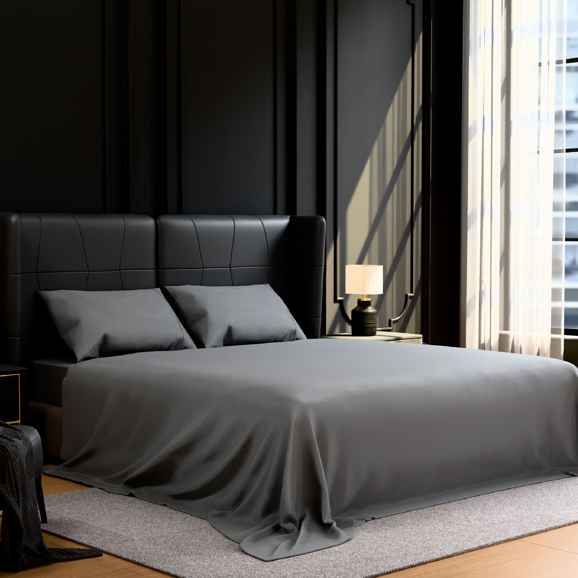VANECL Queen Bed Sheets Set, 4 Piece Brushed Microfiber Bedding Set, 14 Inch Deep Pocket Fitted Sheet, Ultra Soft Shrinkage & Fade Resistant Wrinkle Free Bed Sheets, Easy Care All Season Bedding for Bedroom Dorm Guest Room, Grey