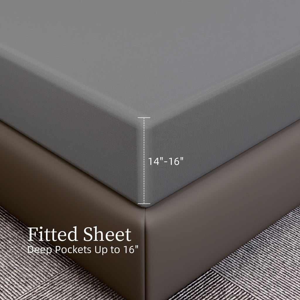 VANECL Queen Bed Sheets Set, 4 Piece Brushed Microfiber Bedding Set, 14 Inch Deep Pocket Fitted Sheet, Ultra Soft Shrinkage & Fade Resistant Wrinkle Free Bed Sheets, Easy Care All Season Bedding for Bedroom Dorm Guest Room, Grey