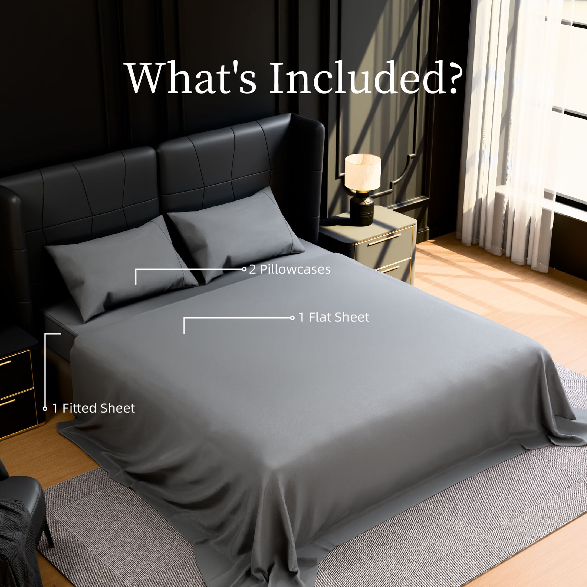 VANECL Queen Bed Sheets Set, 4 Piece Brushed Microfiber Bedding Set, 14 Inch Deep Pocket Fitted Sheet, Ultra Soft Shrinkage & Fade Resistant Wrinkle Free Bed Sheets, Easy Care All Season Bedding for Bedroom Dorm Guest Room, Grey