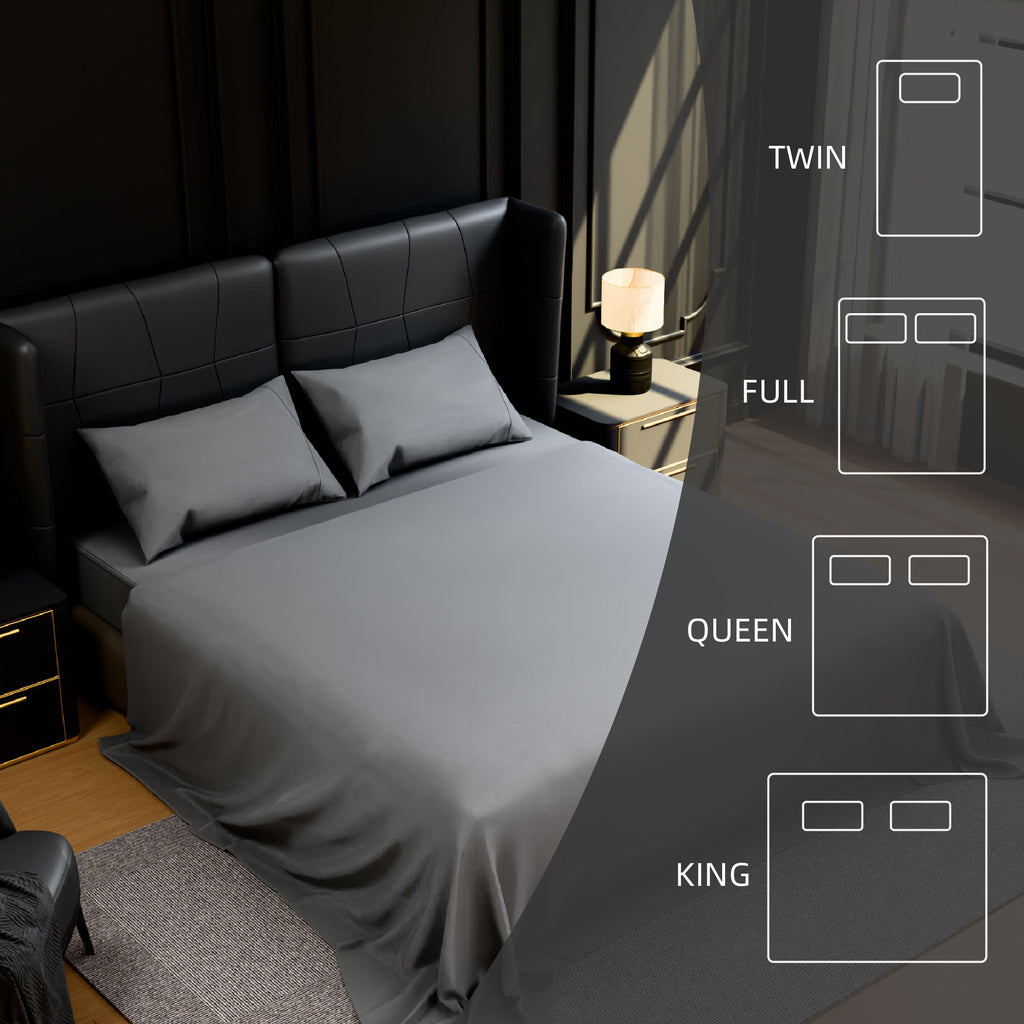 VANECL Queen Bed Sheets Set, 4 Piece Brushed Microfiber Bedding Set, 14 Inch Deep Pocket Fitted Sheet, Ultra Soft Shrinkage & Fade Resistant Wrinkle Free Bed Sheets, Easy Care All Season Bedding for Bedroom Dorm Guest Room, Grey