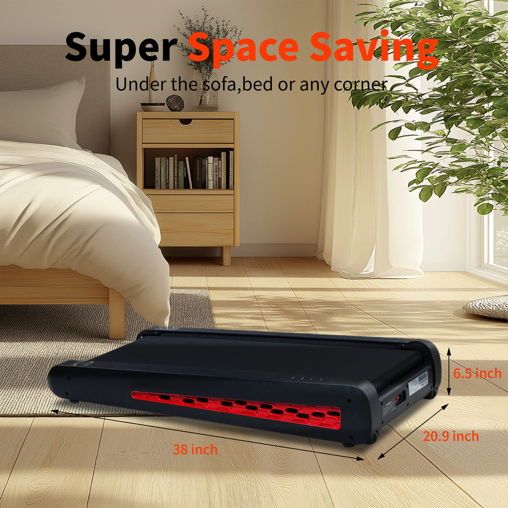VANECL 7° Fixed Incline Walking Pad Treadmill, Portable Compact Under Desk Treadmill with Upright Storage Stand, 2.55HP Quiet Motor, LED Display, 220 LBS Max Capacity for Home & Office Workout