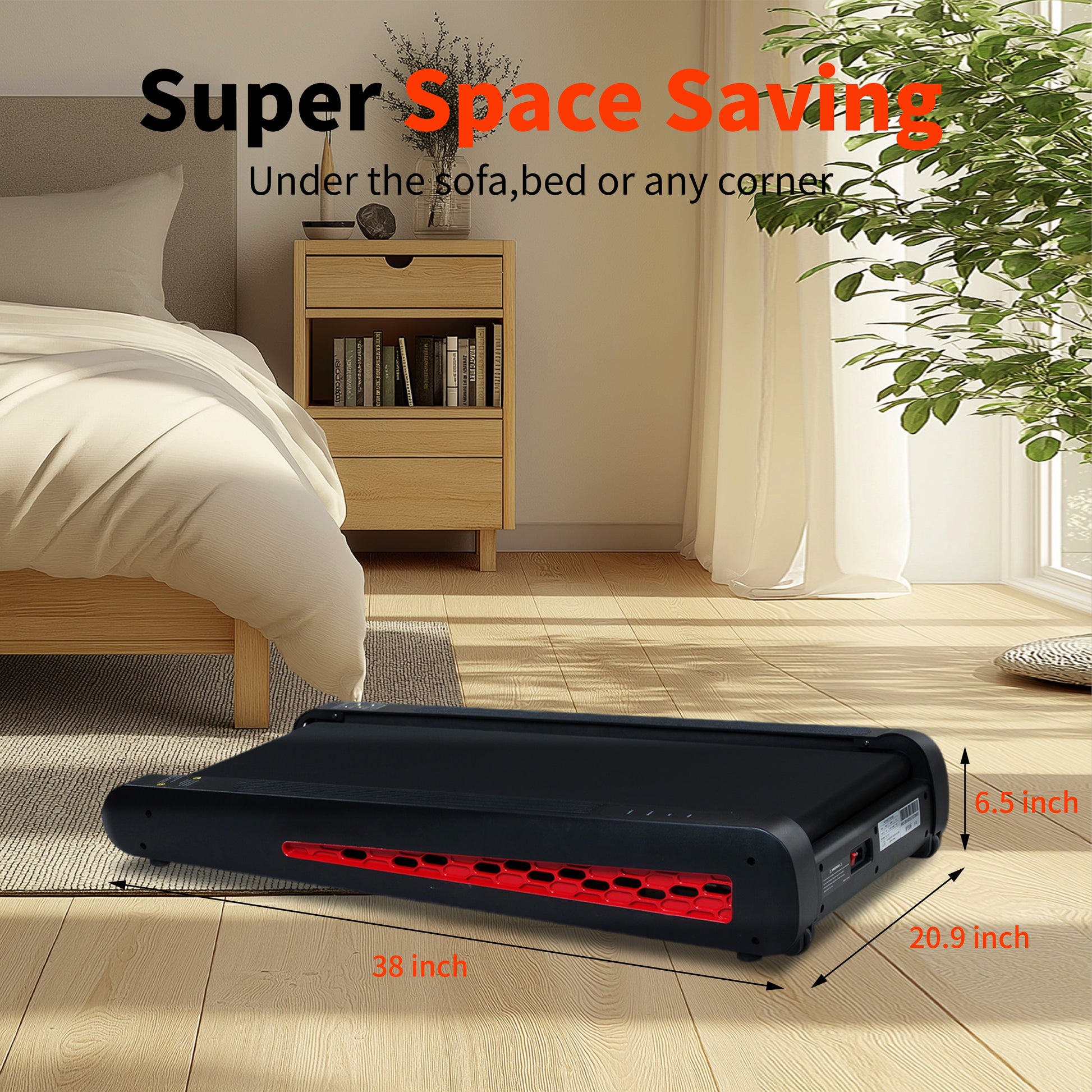 VANECL 7° Fixed Incline Walking Pad Treadmill, Portable Compact Under Desk Treadmill with Upright Storage Stand, 2.55HP Quiet Motor, LED Display, 220 LBS Max Capacity for Home & Office Workout
