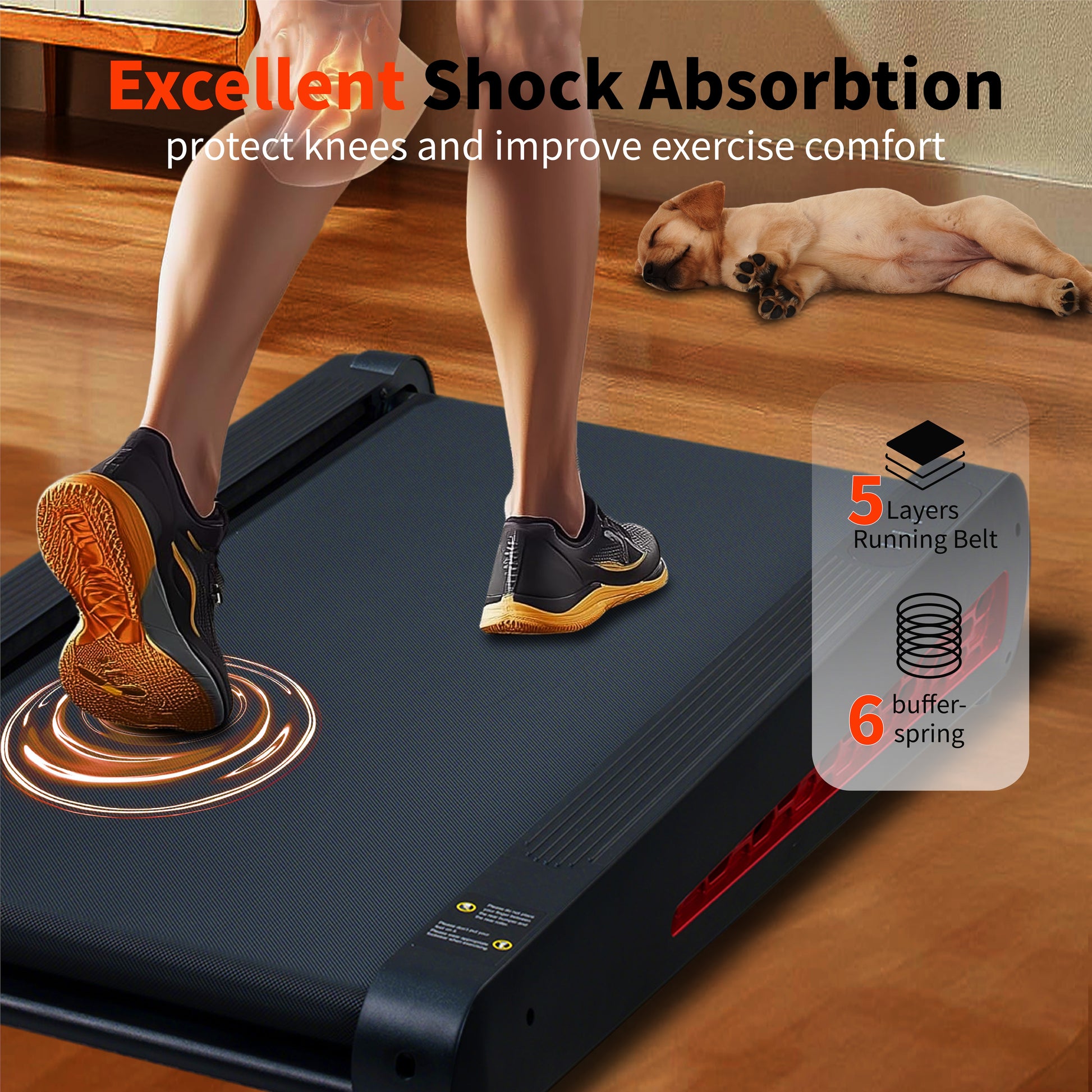 VANECL 7° Fixed Incline Walking Pad Treadmill, Portable Compact Under Desk Treadmill with Upright Storage Stand, 2.55HP Quiet Motor, LED Display, 220 LBS Max Capacity for Home & Office Workout