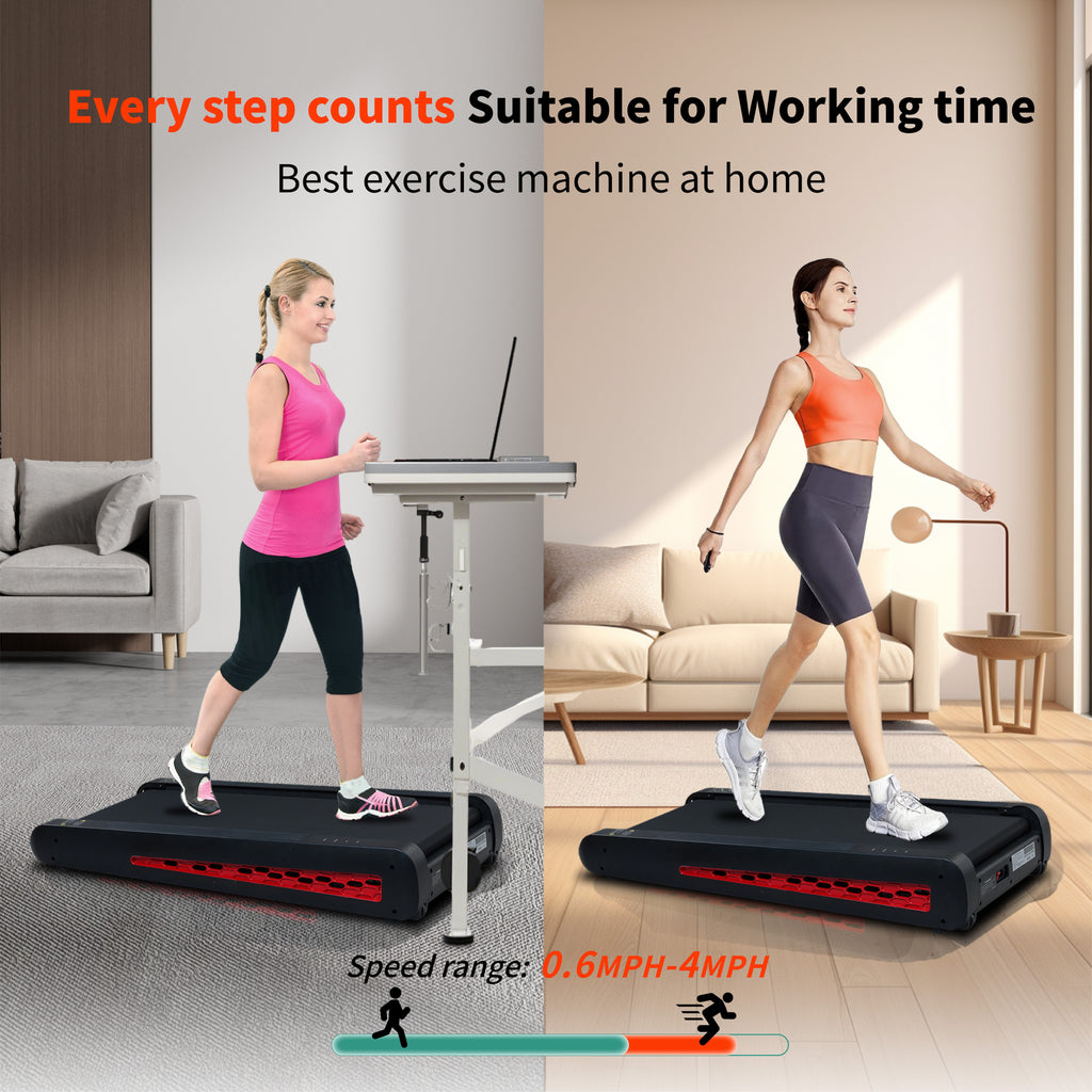 VANECL 7° Fixed Incline Walking Pad Treadmill, Portable Compact Under Desk Treadmill with Upright Storage Stand, 2.55HP Quiet Motor, LED Display, 220 LBS Max Capacity for Home & Office Workout