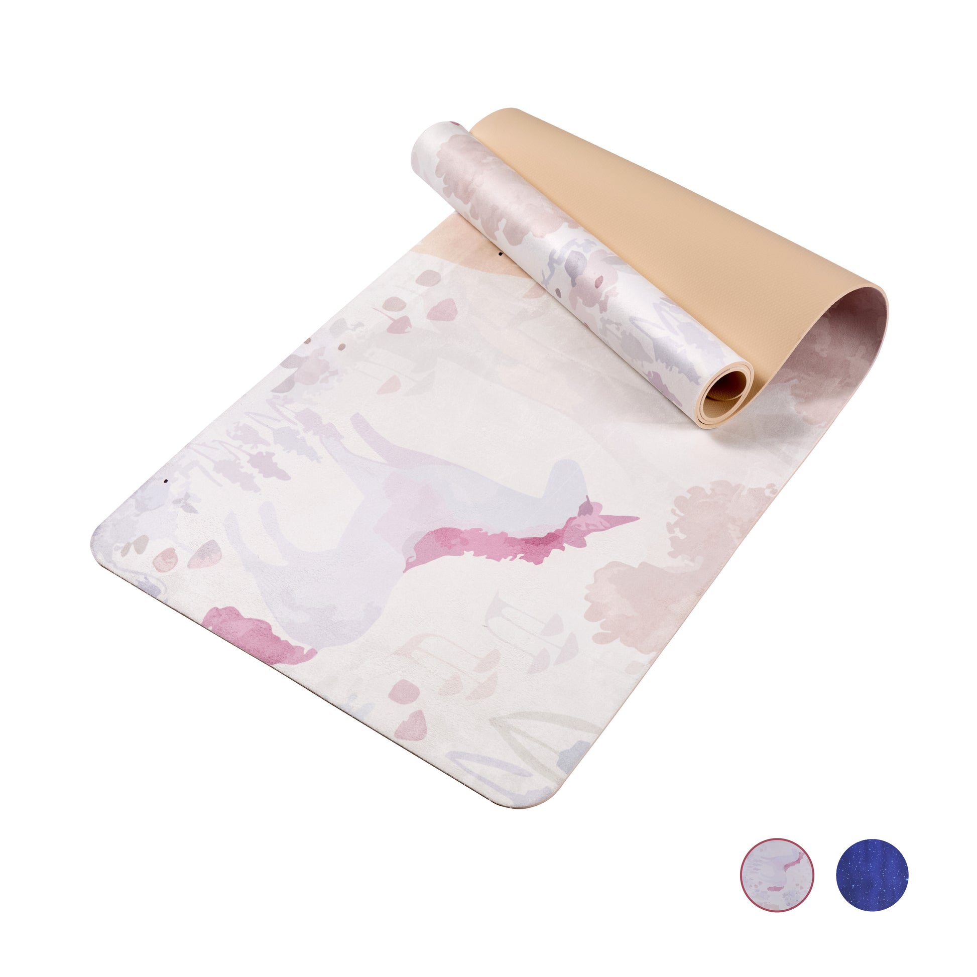 VANECL Printed Suede Top TPE Yoga Mat 72"×24", Dual Sided Non Slip Exercise Workout Mat, Multi-Purpose Anti-Tear Fitness Mat for Yoga Pilates Stretching Indoor & Outdoor