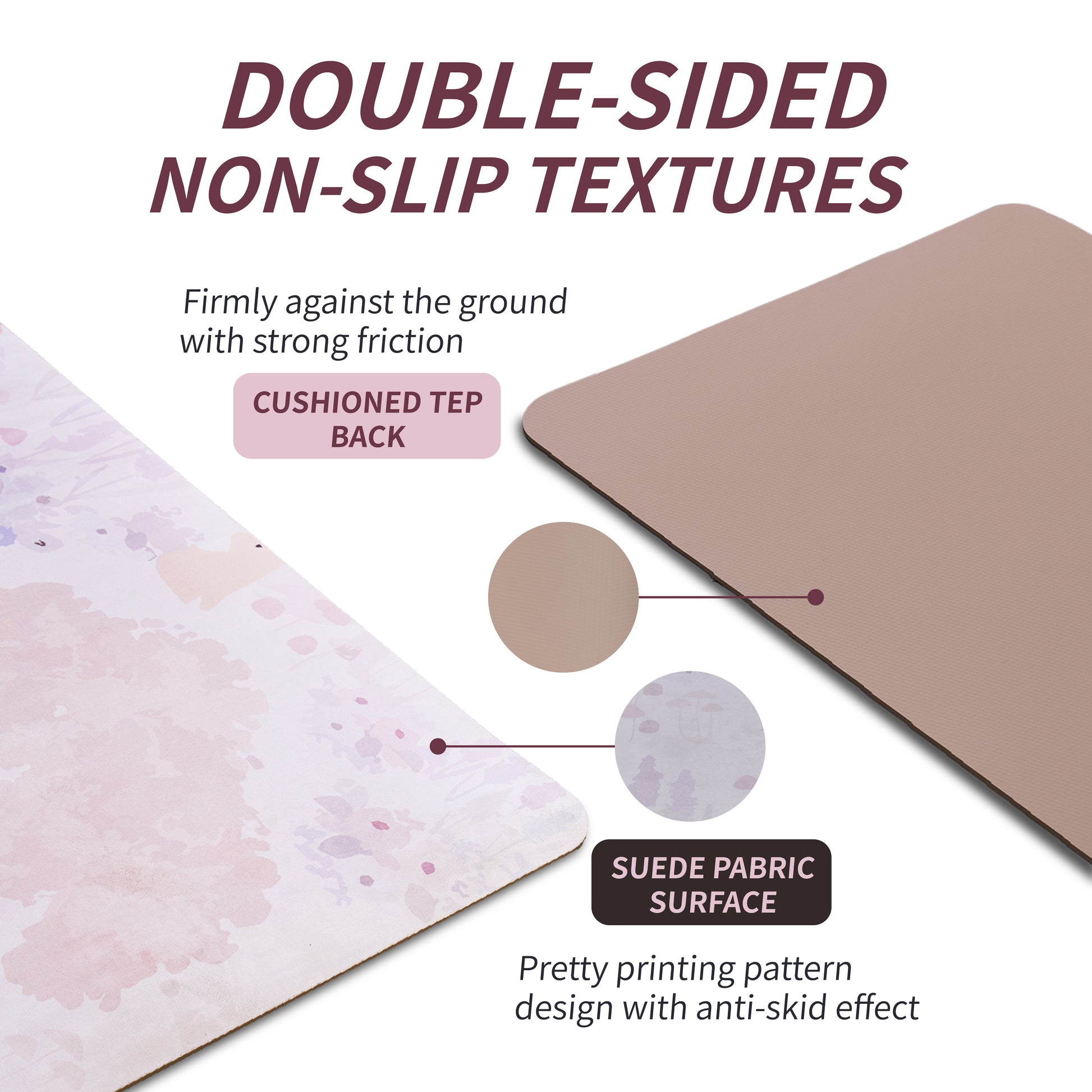 VANECL Printed Suede Top TPE Yoga Mat 72"×24", Dual Sided Non Slip Exercise Workout Mat, Multi-Purpose Anti-Tear Fitness Mat for Yoga Pilates Stretching Indoor & Outdoor